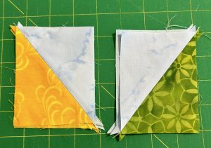 quilt units showing uphill and downhill seams