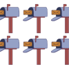 six mailboxes with letters